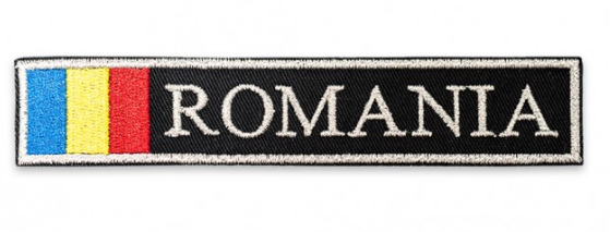 Ecuson Romania with Flag, silver metallic thread
