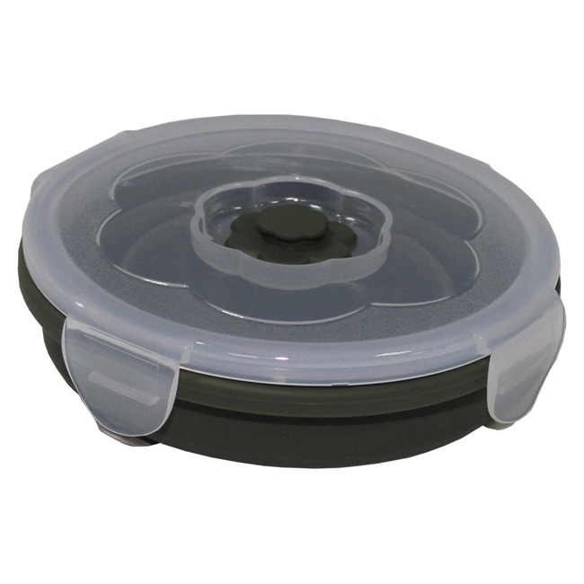 Foldable Bowl, round, 660 ml, lockable lid, OD green