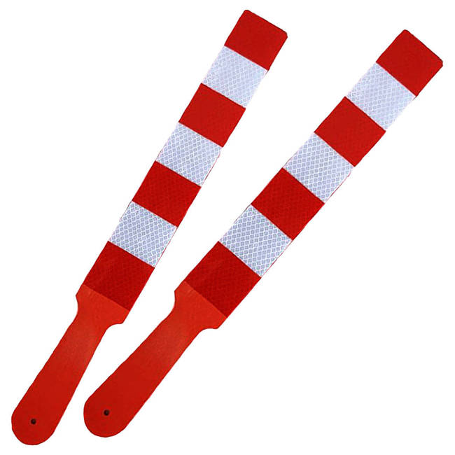 Reflective white-red stripes, traffic light stick (Set of 2 pieces)