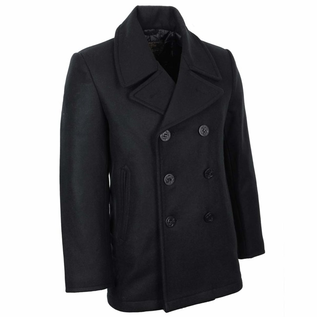 US BLACK NAVY WOOL PEACOAT BLACK BUTTONS
