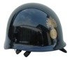 HELMET WITH PRINTED INSIGNIA - FRENCH GENDARMERIE - BLUE - MILITARY SURPLUS - USED