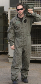 US FLIGHT COVERALL - FLAME-RETARDANT - OD - MILITARY SURPLUS - USED