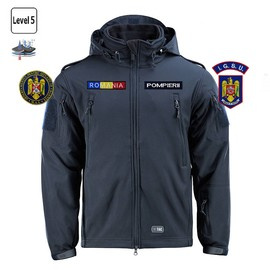 SOFTSHELL WINTER JACKET WITH LINING - M-TAC - NAVY BLUE - WITH BADGES - ISGU/DSU FIRE FIGHTERS
