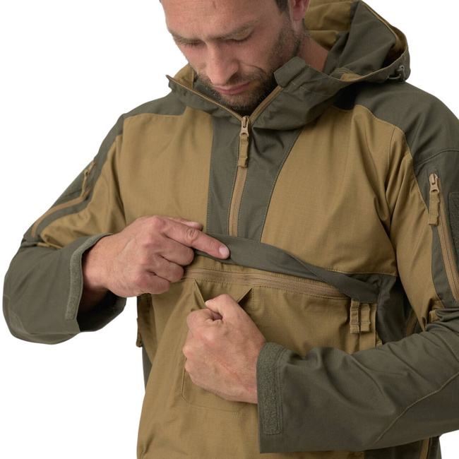 Unisex Tracer Anorak Jacket - Polycotton Stretch Ripstop - Coyote / Taiga Green - Helikon Tex