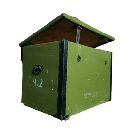 WOODEN MILITARY STORAGE CRATE - ROMANIAN ARMY SURPLUS - NO.2 - 85 x 58 x 63 CM