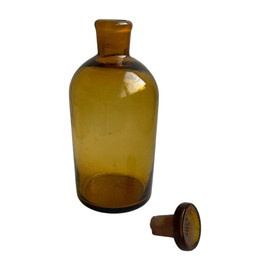 VINTAGE BOTTLE WITH CAP - BROWN - MILITARY SURPLUS ROMANIAN ARMY - IN GOOD CONDITION