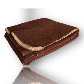 Merino Wool Blanket 70% - Chocolat Model - 150x200 cm - 1800 g - Double-Sided (Light Brown/Dark Brown)