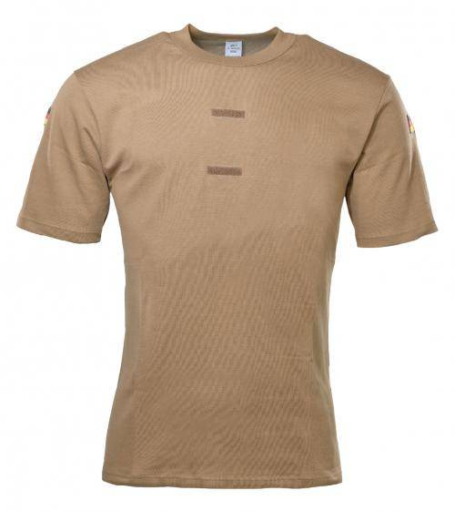SHORT SLEEVE UNDERSHIRT WITH VELCRO STRIPS - MILITARY SURPLUS FROM THE GERMAN ARMY - BROWN - LIKE NEW