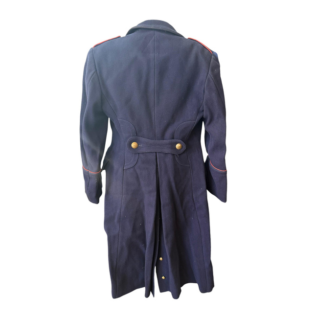 Navy blue wool coat with red epaulettes - Romanian military surplus - Used