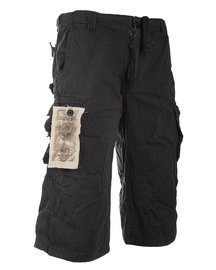 Black PREWASH AIR COMBAT 3/4 PANTS