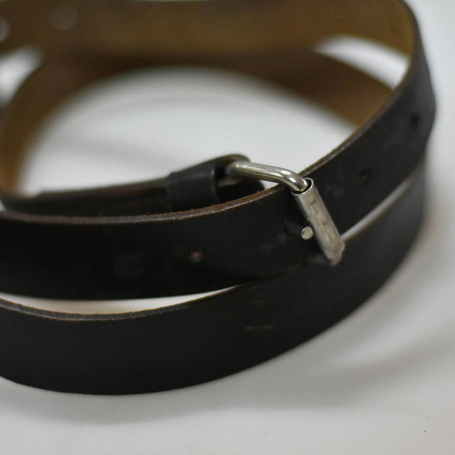MILITARY LEATHER BELT - WITH BUCKLE - USED - ROMANIAN ARMY SURPLUS