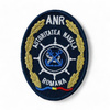 Emblema ANR - Autoritatea Navala Romana brodata pe suport bleumarin cu aplicare prin coasere