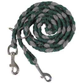 Dog leash, braided, green/grey, 3-way adjustable