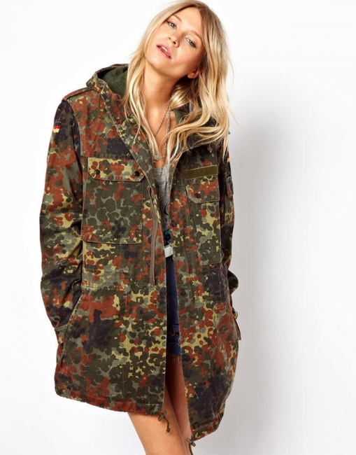 Parka Jacket - German Army (Bundeswehr) Military Surplus - Flecktarn Camouflage - Used