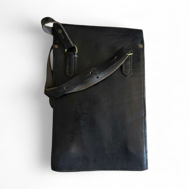 Leather Map Case - Military Porthart RSR Era - Officer - Romanian Army Surplus - Black - Like New