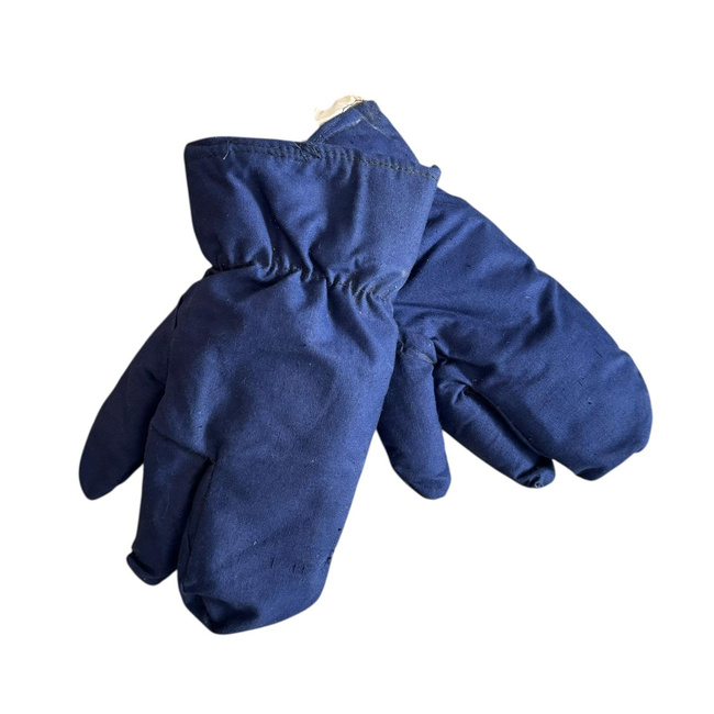 Insulated Protective Gloves Made from Military Tarpaulin Material, 3-Finger Design - Romanian Army Military Surplus - Dark Blue - In Good Condition