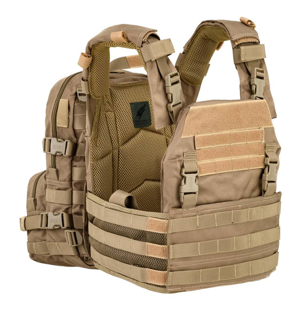 TACTICAL VEST FOR BALLISTIC PLATES - WITH INTEGRATED BACKPACK - Defcon 5® - COYOTE TAN