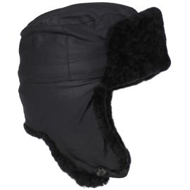 CZ Winter Cap, black, with real fur, like new - small sizes