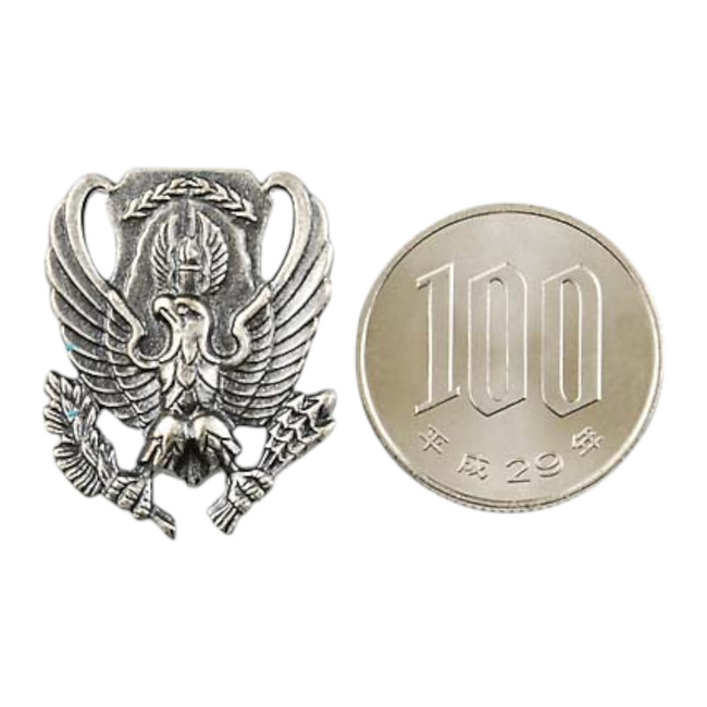 VINTAGE PAIR OF METAL COLLAR BADGES - EAGLE - US AIR FORCE ROTC B.O.S. - US AIR FORCE - AMERICAN ARMY MILITARY SURPLUS - LIKE NEW