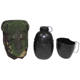 Canteen Set with Cup and Pouch - British Army Military Surplus - DPM/Black Camouflage - Used