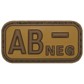 3D VELCRO PATCH - 5 x 2.5 CM - MFH® - BROWN/KHAKI - BLOOD GROUP "AB NEG"