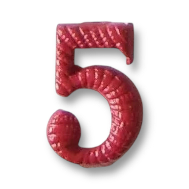 Metallic number - 5 - Red - Hungarian Army Military Surplus - Like New