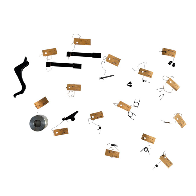 Original Metal Parts Kit for Firearm Maintenance and Repair, with Textile Pouch - Olive Green - Romanian Army Military Surplus - In Good Condition