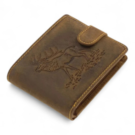 Leather Wallet for Hunters with Print - Deer - Brown - GreenDeed