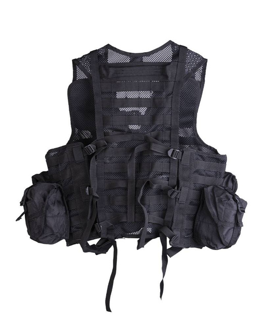 TACTICAL VEST WITH MODULAR SYSTEM AND 8 POCKETS - Mil-Tec - BLACK