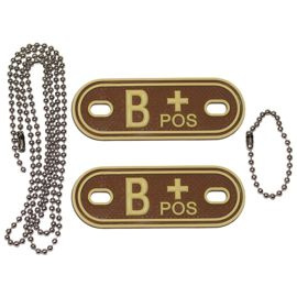 Blood Group Marker, chains, dog tags, desert, "B POS", 3D