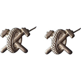 PAIR OF RANK INSIGNIA - AUTO - ROMANIAN ARMY MILITARY SURPLUS - SILVER - IN GOOD CONDITION