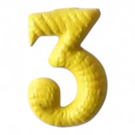 Metallic number - 3 -  Yellow - Hungarian Army Military Surplus - Like New