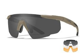 BALLISTIC SUNGLASSES - SABER ADVANCED - WILEY X - GREY/CLEAR/LIGHT RUST - Frame Matte Tan