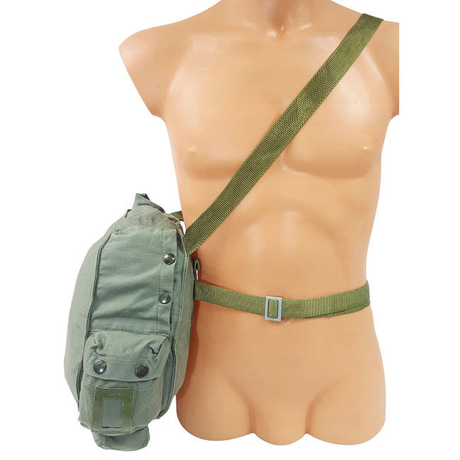 CANVAS BAG FOR PROTECTIVE MASK - MP4 - 1970'S - POLISH ARMY MILITARY SURPLUS - GREEN OD - USED