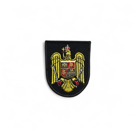 Emblem city helmet terrestrial forces | beret, cap, hat, beret - embroidered on black background with black outline