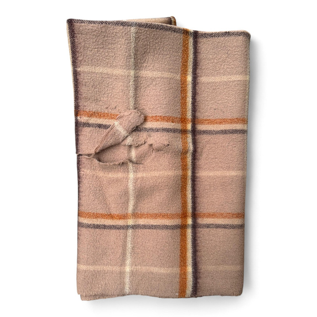 PURE WOOL VINTAGE BLANKET - 140x210 CM - ROMANIAN ARMY MILITARY SURPLUS - DEGRADED