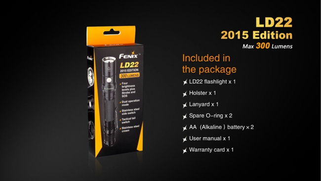 Flashlight Fenix LD22, water resistant