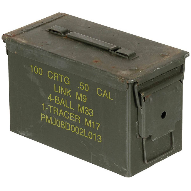 US AMMO BOX, SIZE 2, M2A1, CAL. 50/5.56 - USED