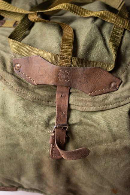 Military Rucksack- Cold War Romanian army (Canvas) - vintage rare - OD Green - Used