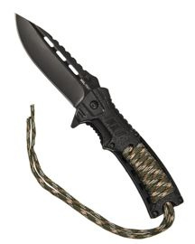 Camo one hand knife paracord