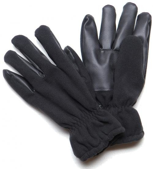 GLOVES FLEECE ´ALPINA´ FINGER W/ PVC PALMS BLACK 