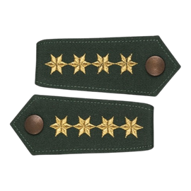 PAIR OF POLICE EPAULETTES – 4 STARS – OD GREEN/GOLDEN – WEST GERMAN FEDERAL POLICE – LIKE NEW