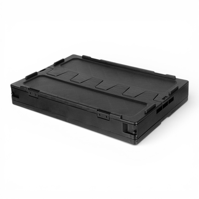 Foldable Plastic Storage Box with Hinged Lid - 60 L - Black - MFH