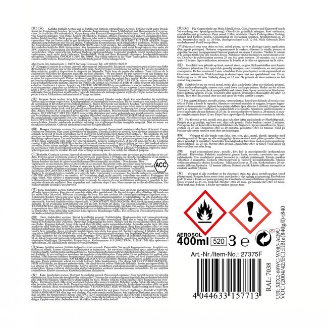 Army Spray Paint - GREY - RAL7038 - mat - 400 ml