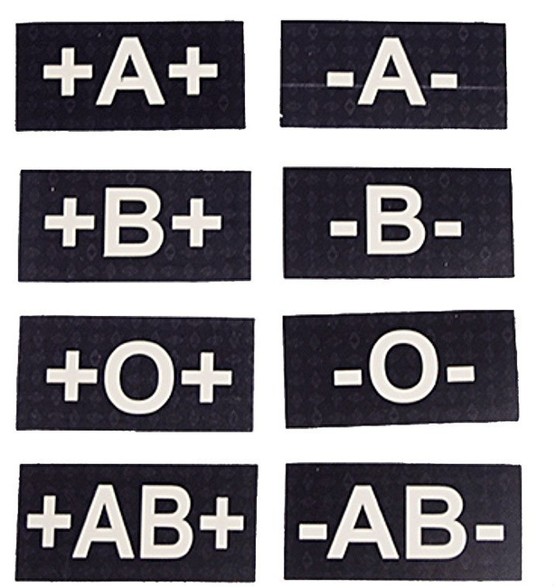 INFRA RED BLOOD TYPE PATCH POS 0