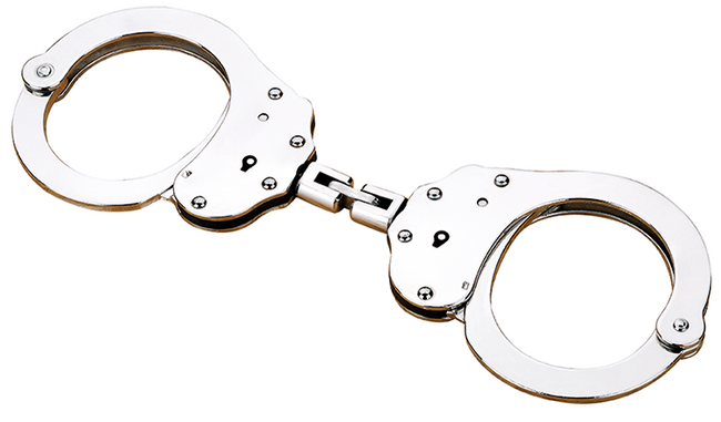 Double lock steel handcuffs with loop - Silver