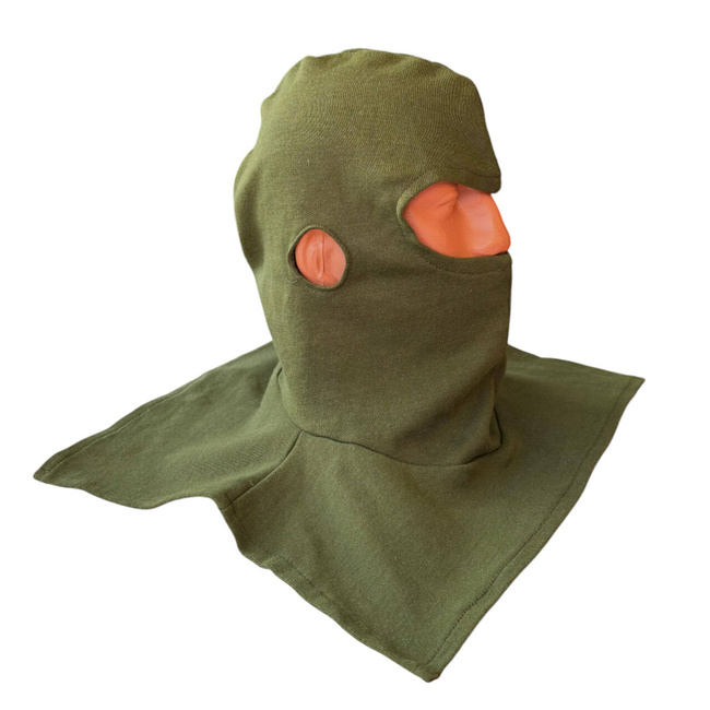 BALACLAVA WITH EAR HOLES - BRITISH ARMY SURPLUS - OD GREEN - IN GOOD CONDITION