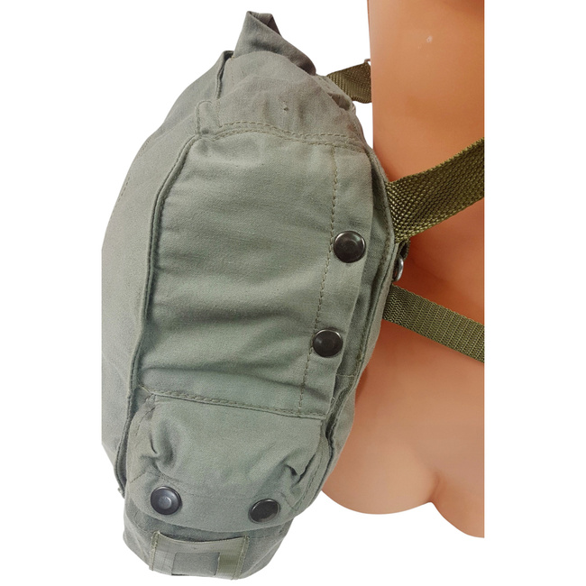 CANVAS BAG FOR PROTECTIVE MASK - MP4 - 1970'S - POLISH ARMY MILITARY SURPLUS - GREEN OD - USED