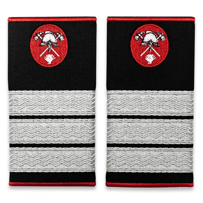 Grade Plutonier Adjutant Pompieri ISU, IGSU țesute pe suport textil din paspoal cusut, cu semn de armă metalic