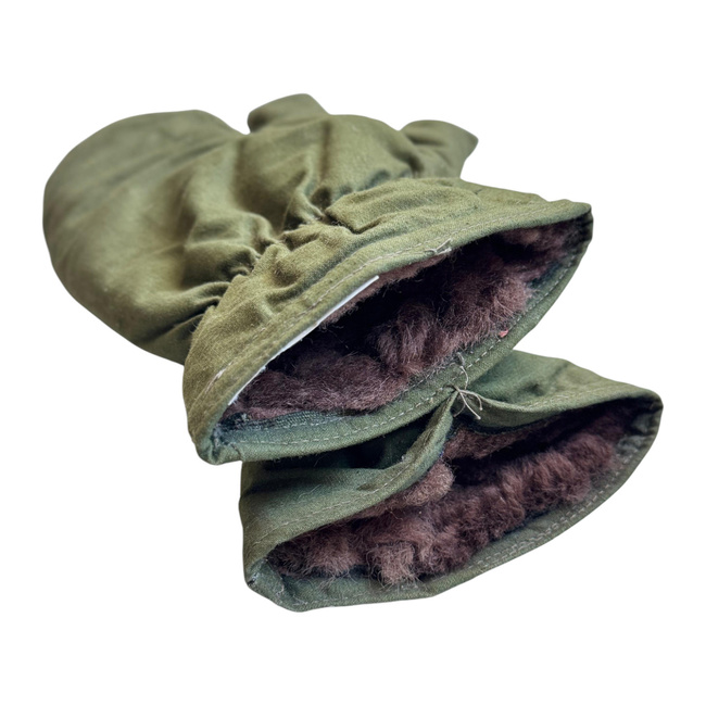 Military winter gloves - 3 fingers - Romanian Army Military Surplus - OD Green - In Good Condition